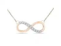 Bevilles Jewellery 9ct Rose Gold Diamond Set Infinity Necklace offer