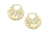 Bevilles Jewellery 9ct Yellow Gold Silver filled Tree Of Life Hoop Earrings offer