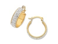 Bevilles Jewellery 9ct Yellow Gold Silver Filled Crystal Hoop Earrings-5mm offer