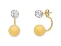 Bevilles Jewellery Stainless Steel Gold Crystal Ball Earrings offer