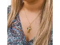 Bevilles Jewellery 9ct Yellow Gold Silver Infused Heart Wing Evil Eye Necklace offer