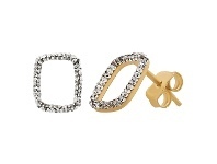 Bevilles Jewellery Crystal Square Stud Earrings in 9ct Yellow Gold Silver Infused offer