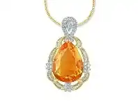 Bevilles Jewellery 9ct Yellow Gold 0.67ct Diamond Pear Citrine Pendant offer