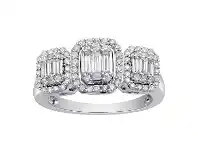 Bevilles Jewellery Baguette Ring with 0.80ct of Diamonds in 9ct White Gold - N offer