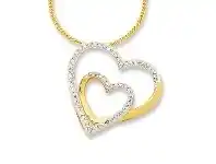 Bevilles Jewellery 9ct Yellow Gold Diamond Double Heart Necklace offer