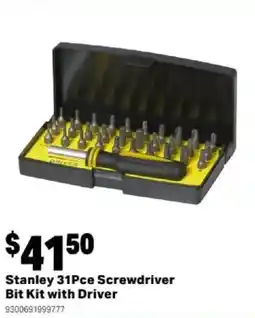 Mitre 10 Stanley 31Pce Screwdriver Bit Kit with Driver offer