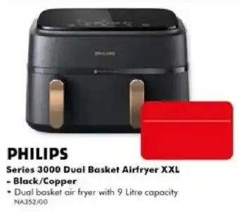 Philips Series 3000 Dual Basket Airfryer XXL - Black/Copper