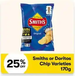 BIG W Smiths or doritos chip varieties offer