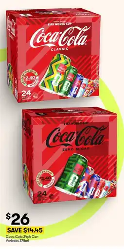BIG W Coca Cola 24pk Can Varieties 375ml offer
