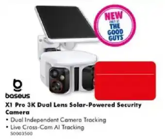 The Good Guys baseus X1 Pro 3K Dual Lens Solar-Powered Security Camera offer