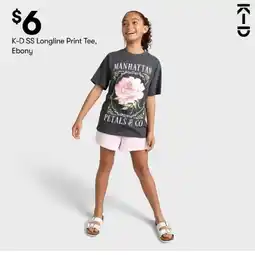 BIG W K-D SS Longline Print Tee, Ebony offer