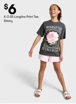 BIG W K-D SS Longline Print Tee, Ebony offer