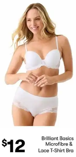 BIG W Brilliant Basics Microfibre & Lace T-Shirt Bra offer