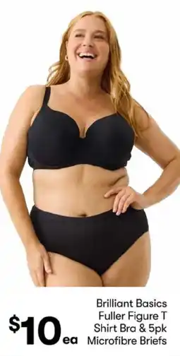 BIG W Brilliant Basics Fuller Figure T Shirt Bra & 5pk Microfibre Briefs offer