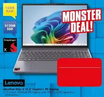 The Good Guys Lenovo IdeaPad Slim 3 15.3" Copilot+ PC Laptop offer
