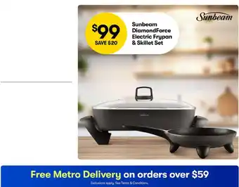 Sunbeam DiamondForce Electric Frypan & Skillet Set