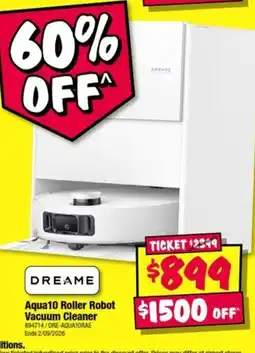 JB Hi-Fi Dreame Aqua10 Roller Robot Vacuum Cleaner offer