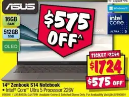 JB Hi-Fi Asus 14" Zenbook S14 Notebook offer
