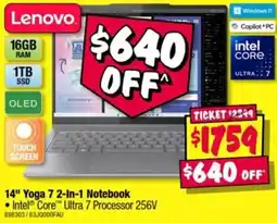 JB Hi-Fi Lenovo 14" Yoga 7 2-in-1 Notebook offer