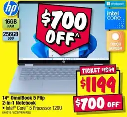 JB Hi-Fi hp 14" OmniBook 5 Flip 2-in-1 Notebook offer