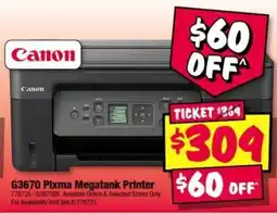 JB Hi-Fi Canon G3670 Pixma Megatank Printer offer