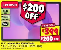 JB Hi-Fi Lenovo 12.1" Ideatab Plus 256GB Tablet offer