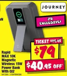 JB Hi-Fi Journey Rapid MAX 10K Magnetic Wireless 15W Power Bank With QI2 offer