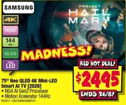 JB Hi-Fi Samsung 75" Neo QLED 4K Mini-LED Smart AI TV offer