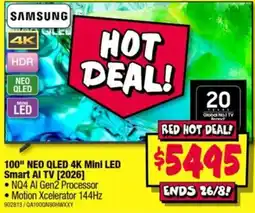 JB Hi-Fi Samsung 100" NEO QLED 4K Mini LED Smart AI TV [2026] offer