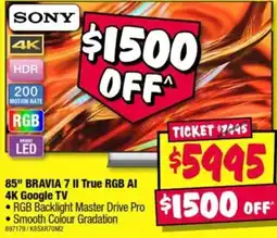 JB Hi-Fi Sony 85" BRAVIA 7 II True RGB AI 4K Google TV offer