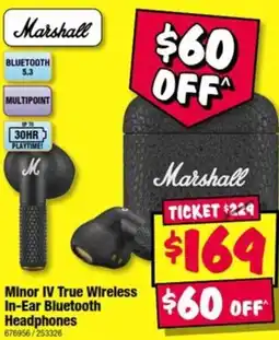 JB Hi-Fi Marshall Minor IV True Wireless In-Ear Bluetooth Headphones offer