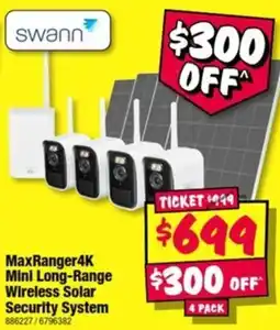 JB Hi-Fi Swann MaxRanger4K Mini Long-Range Wireless Solar Security System offer