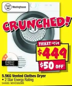 JB Hi-Fi Westinghouse 5.5KG Vented Clothes Dryer offer