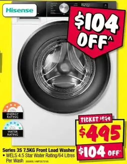 JB Hi-Fi Hisense Series 3S 7.5KG Front Load Washer offer