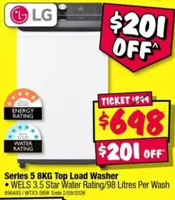 JB Hi-Fi LG Series 5 8KG Top Load Washer offer