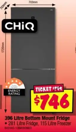 JB Hi-Fi CHiQ 396 Litre Bottom Mount Fridge offer