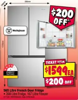 JB Hi-Fi Westinghouse 565 Litre French Door Fridge offer