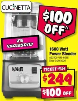 JB Hi-Fi Cucinetta 1600 Watt Power Blender offer