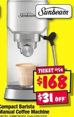 JB Hi-Fi Sunbeam Compact Barista Manual Coffee Machine offer