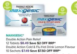Ramsay Pharmacy MAXIGESIC Double Action Cold & Flu Hot Drink Lemon Flavour offer