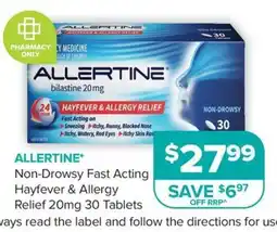 Ramsay Pharmacy Allertine Non-Drowsy Fast Acting Hayfever & Allergy Relief 20mg offer