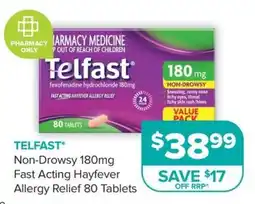 Ramsay Pharmacy Telfast Non-Drowsy 180mg Fast Acting Hayfever Allergy Relief offer