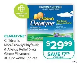 Ramsay Pharmacy Claratyne Children's Non-Drowsy Hayfever & Allergy Relief 5mg Grape Flavoured offer