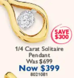 Prouds 1/4 Carat Solitaire Pendant offer
