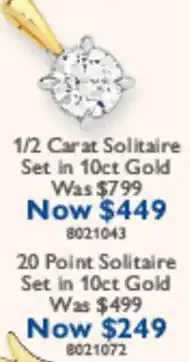 Prouds 1/2 Carat Solitaire Set in 10ct Gold offer