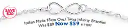 Prouds Italian Made 18 cm Oval Twist Infinity Bracelet offer