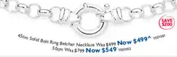 Prouds 45cm Solid Bolt Ring Belcher Necklace offer