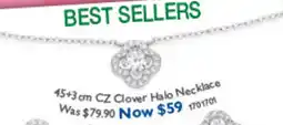 Prouds 45+3 cm CZ Clover Halo Necklace offer