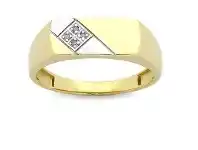 Bevilles Jewellery Men&#039;s Diamond Set Tablet Ring in 9ct Yellow Gold - T offer
