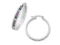 Bevilles Jewellery Stainless Steel Multicolour Crystal Hoop Earrings offer